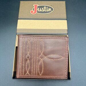 Justin Boots Genuine Leather Slim Bifold Wallet RFID